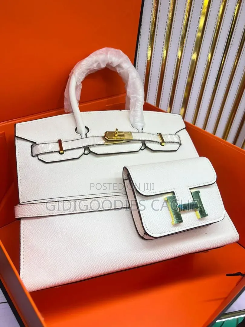 Hermes Birkin-Style Leather Handbag With Mini Pouch