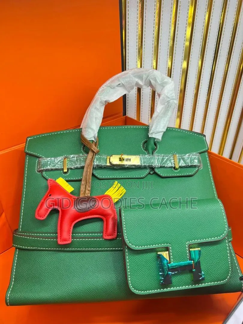 Hermes Birkin-Style Leather Handbag With Mini Pouch