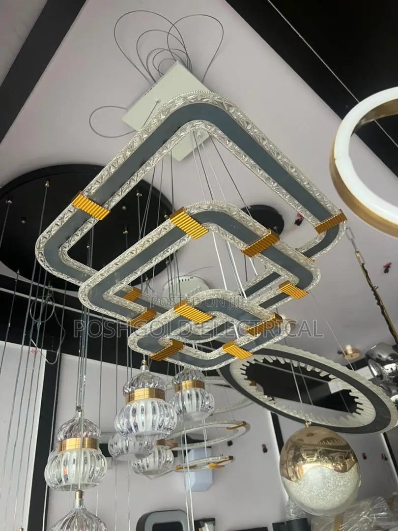 Tiered Crystal Square Led Chandelier