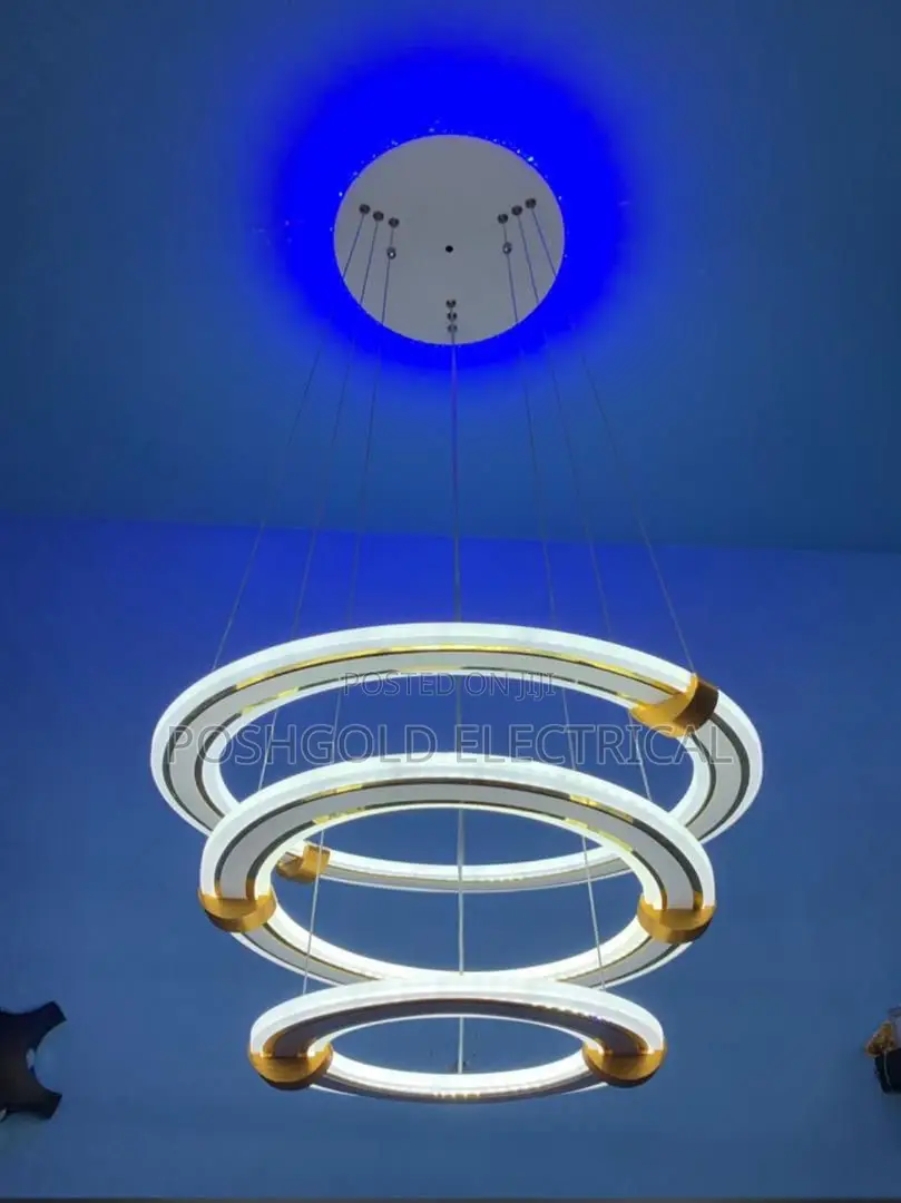 3-Ring Led Halo Chandelier With RGB Backlight