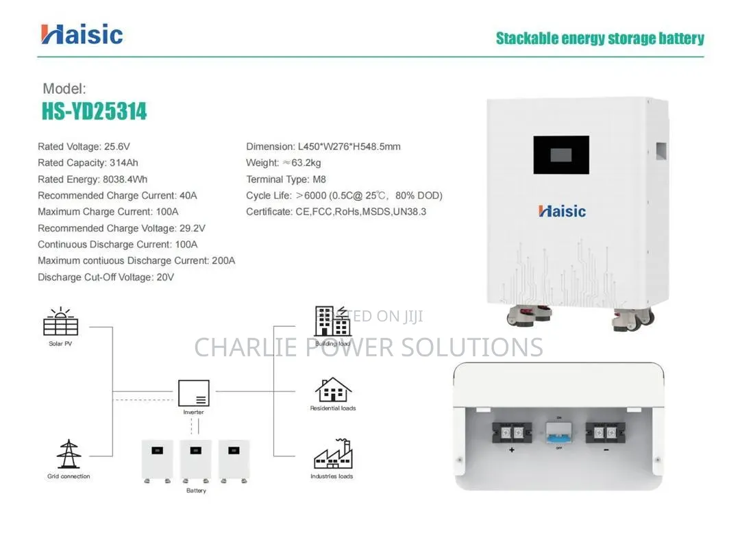 8kwh 24v White Face Haisic Lithium Battery