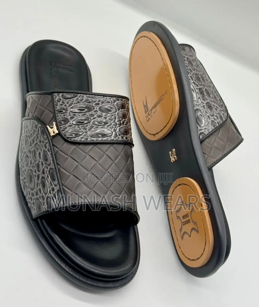 Italian Moreschi Leather Slipers 40-46