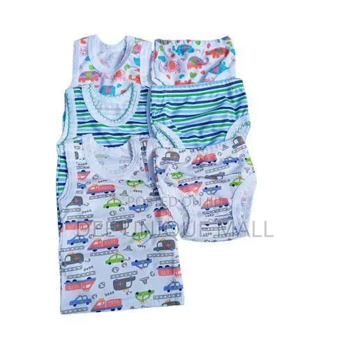 6 Pieces in a Pack - Babies Multi Coloured 3 Singlet With 3 Pant