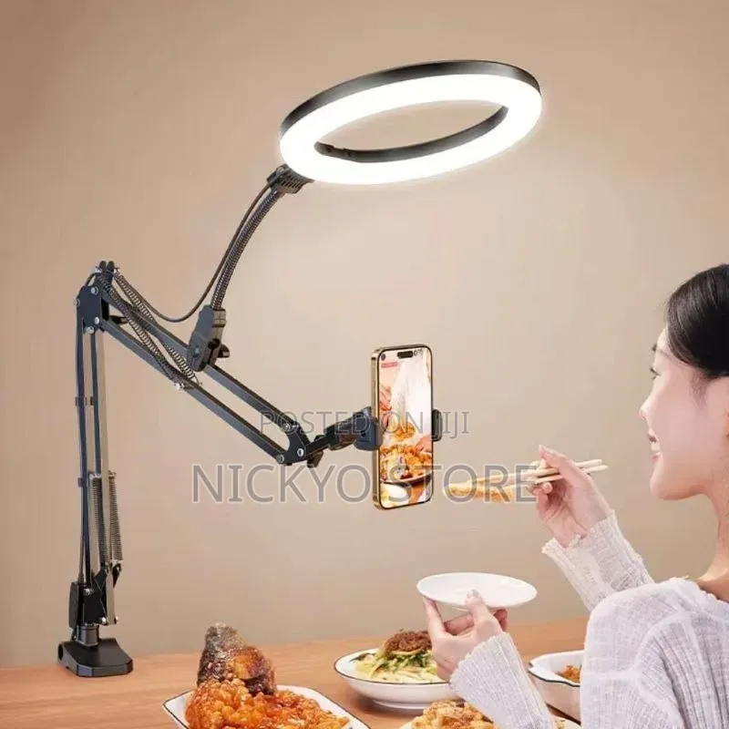 Professional Led Ring Light With Adjustable Arm Phone Holder