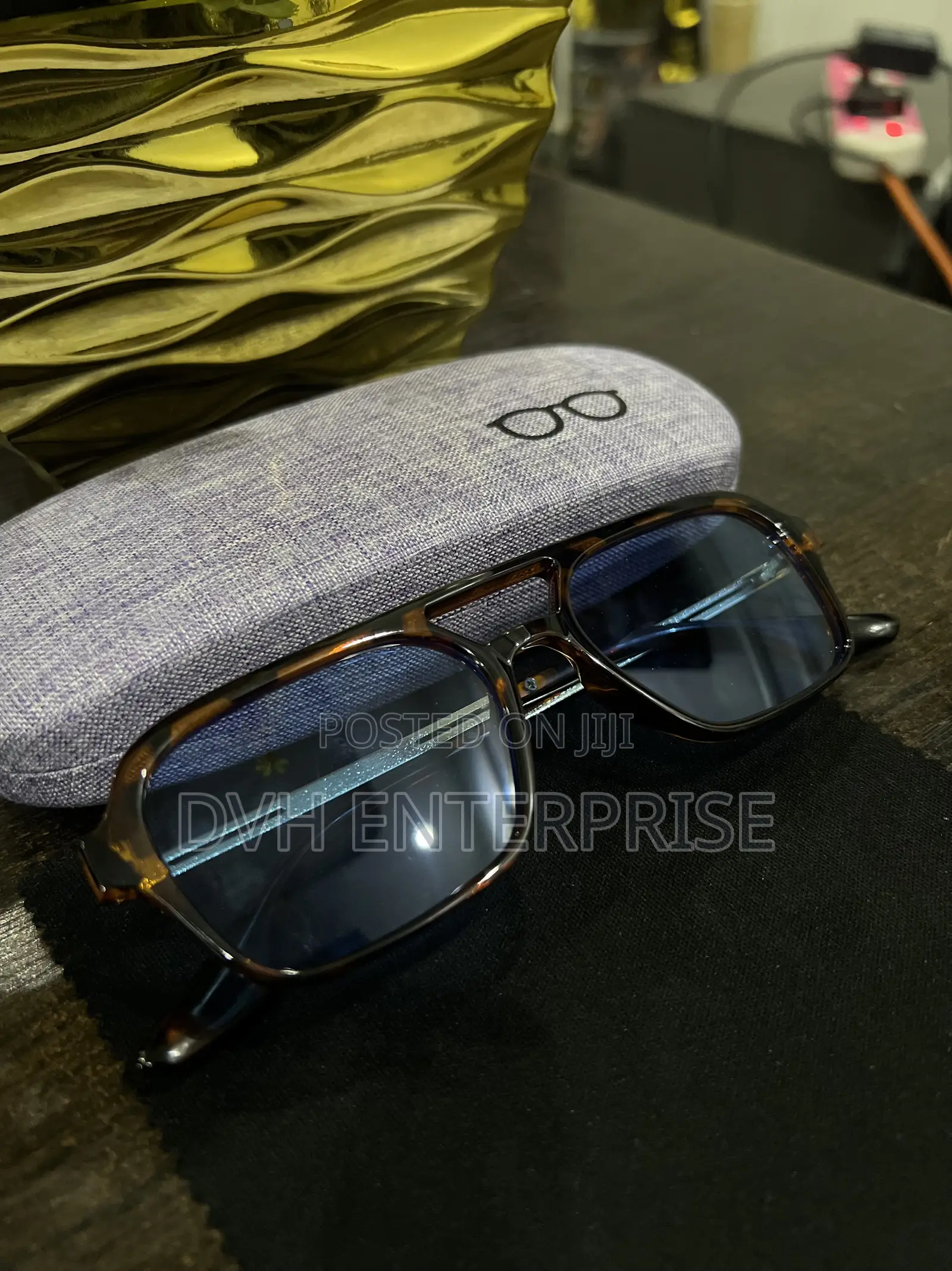 Leopard Print Aviator Sunglasses With Blue Tint