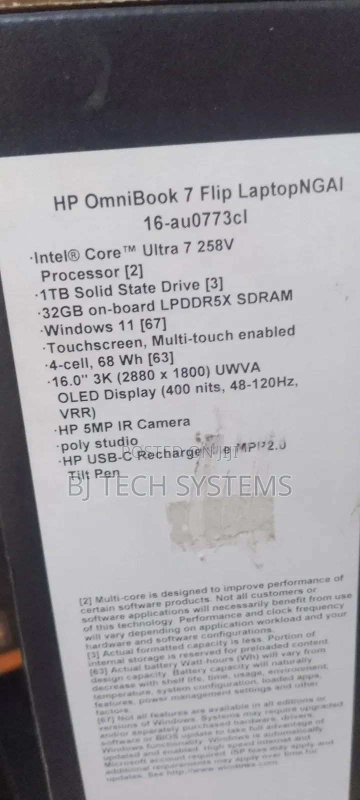 New Laptop HP OmniBook 7 16" 32GB Intel Core Ultra 7 SSD 1T