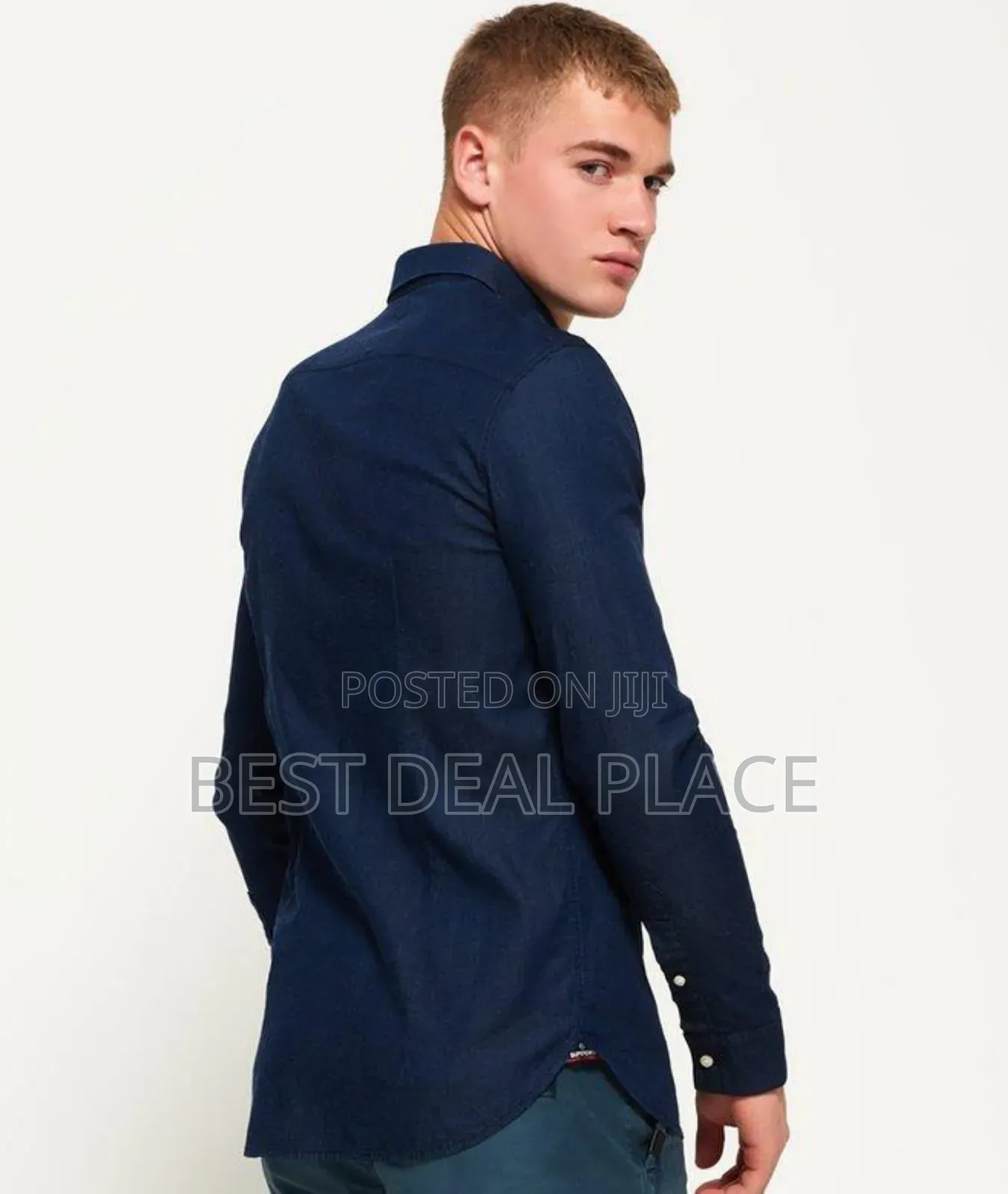 Superdry Tailored Long Sleeve Indigo Slim Shirt (Original Uk Import)