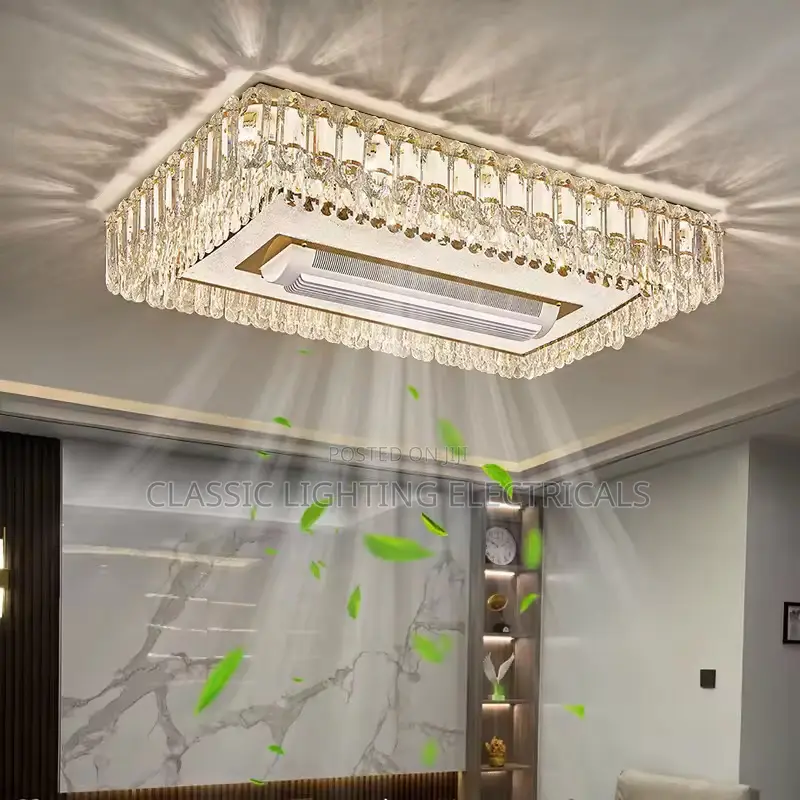 Luxury Crystal Ceiling Fan Light Modern Living Room Bedroom Led Light