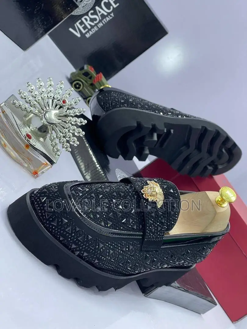 Versace Men’S Stone-Studded Medusa Loafers