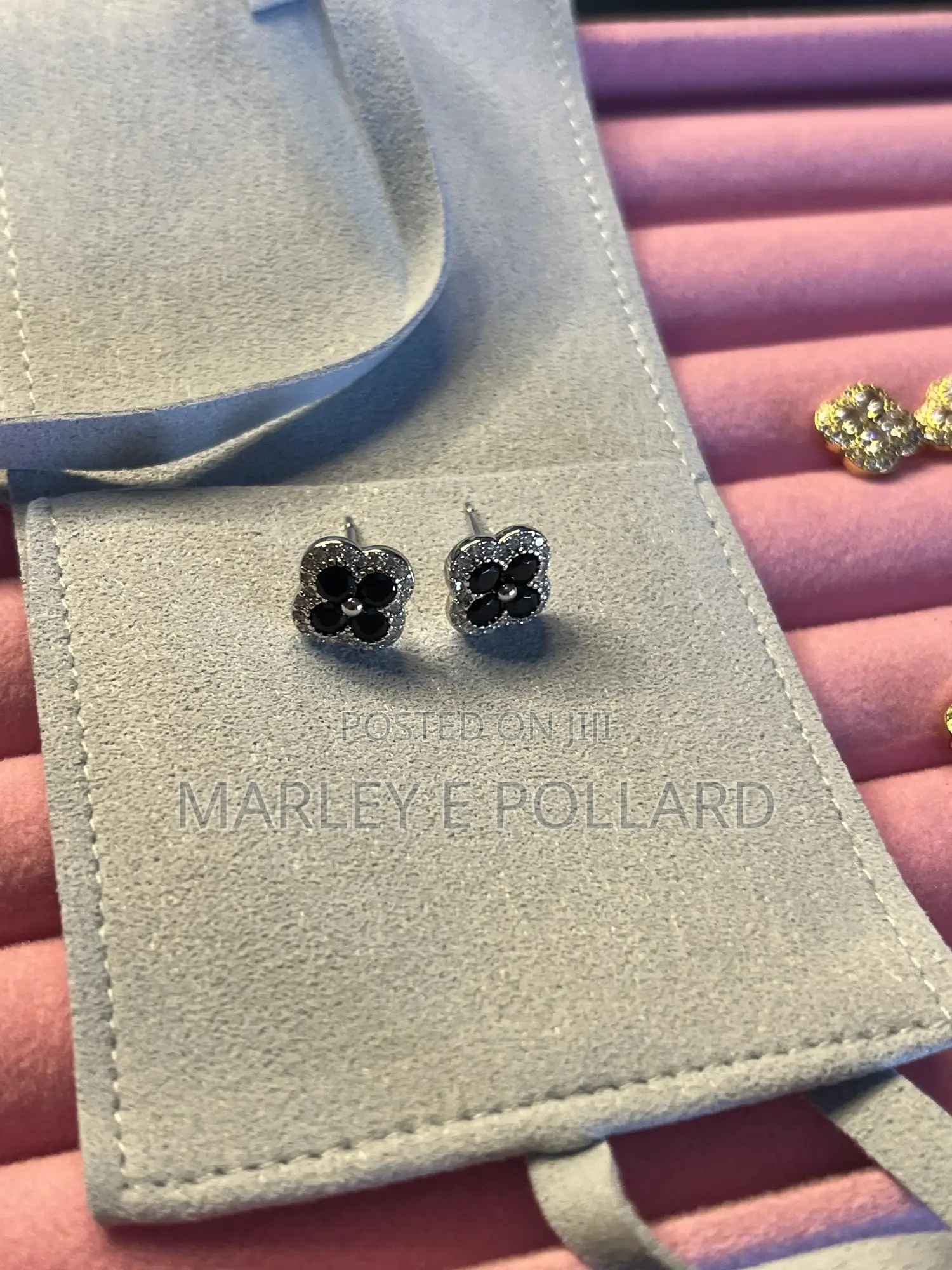 Vca Van Cleef Iced Out Zirconia 18kt Plated Earrings Studs