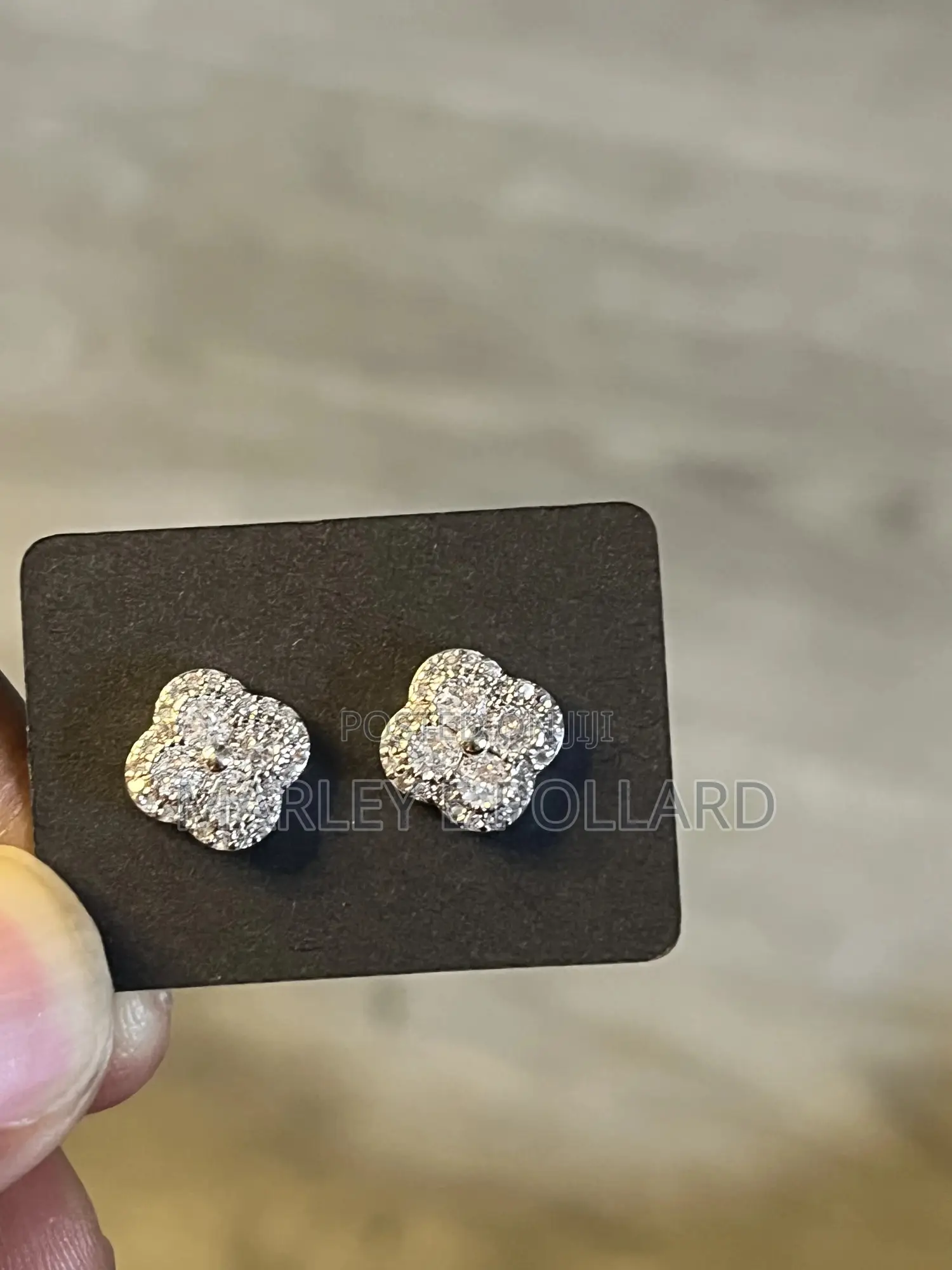 Vca Van Cleef Iced Out Zirconia 18kt Plated Earrings Studs