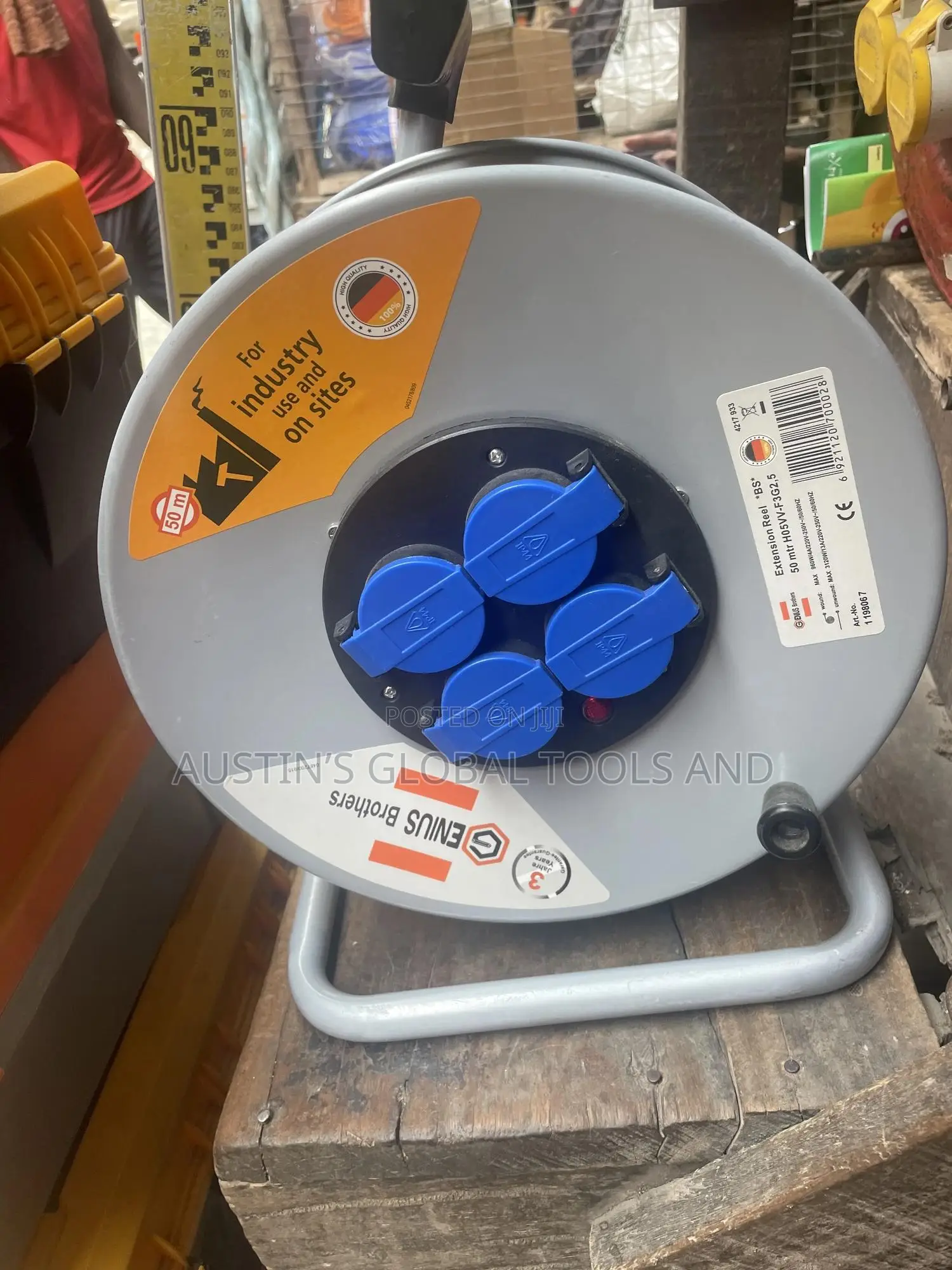 Pure Copper 50m Heavy-Duty Extension Cable Reel