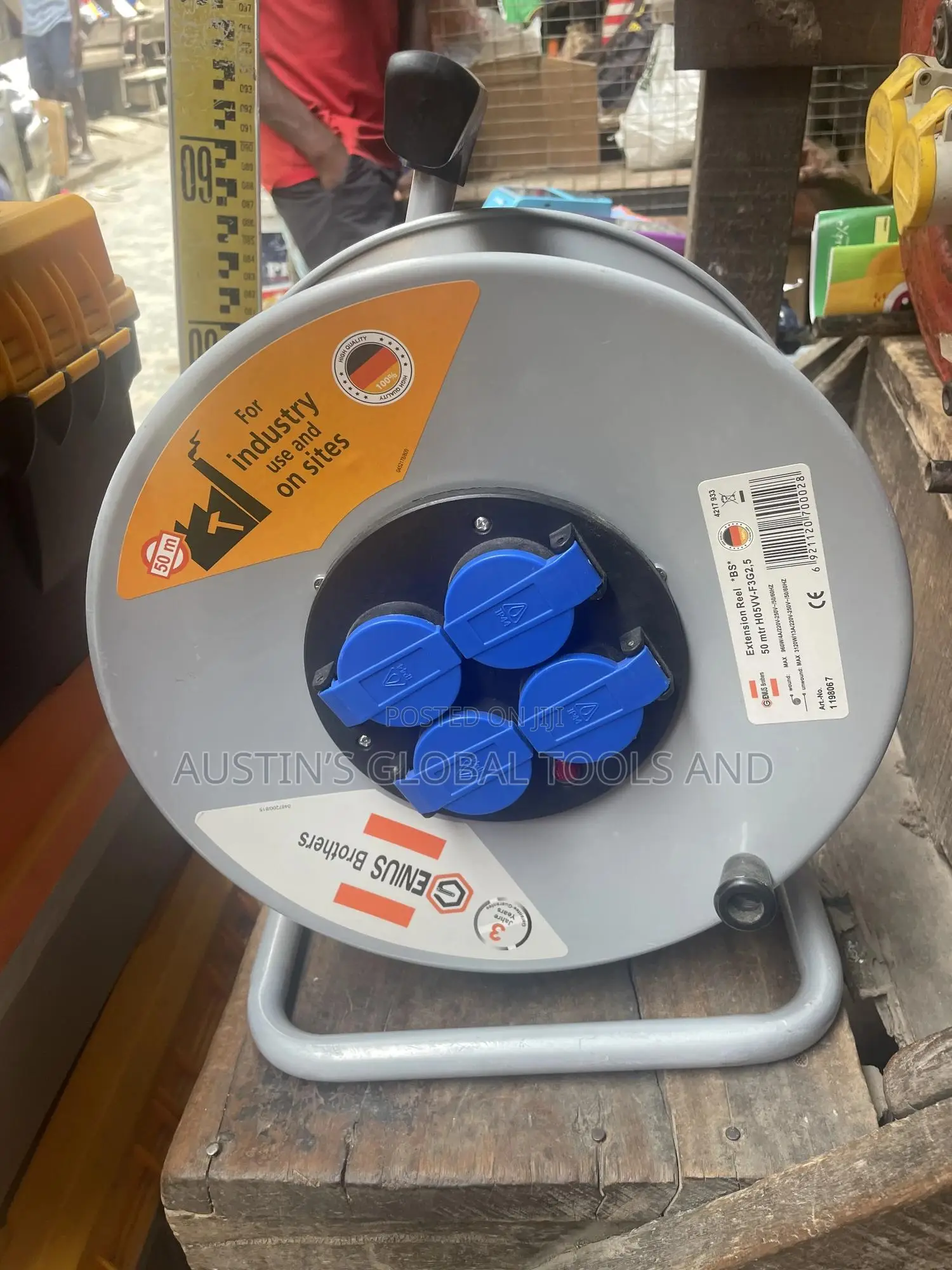 Pure Copper 50m Heavy-Duty Extension Cable Reel