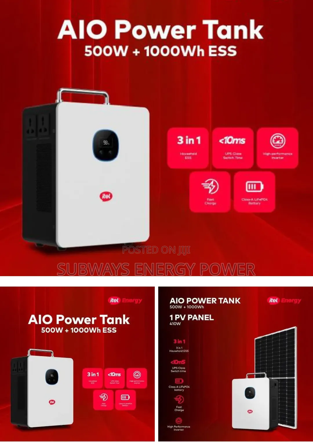 Itel Power Tank 1000wh/500w Inverter Solar Generator