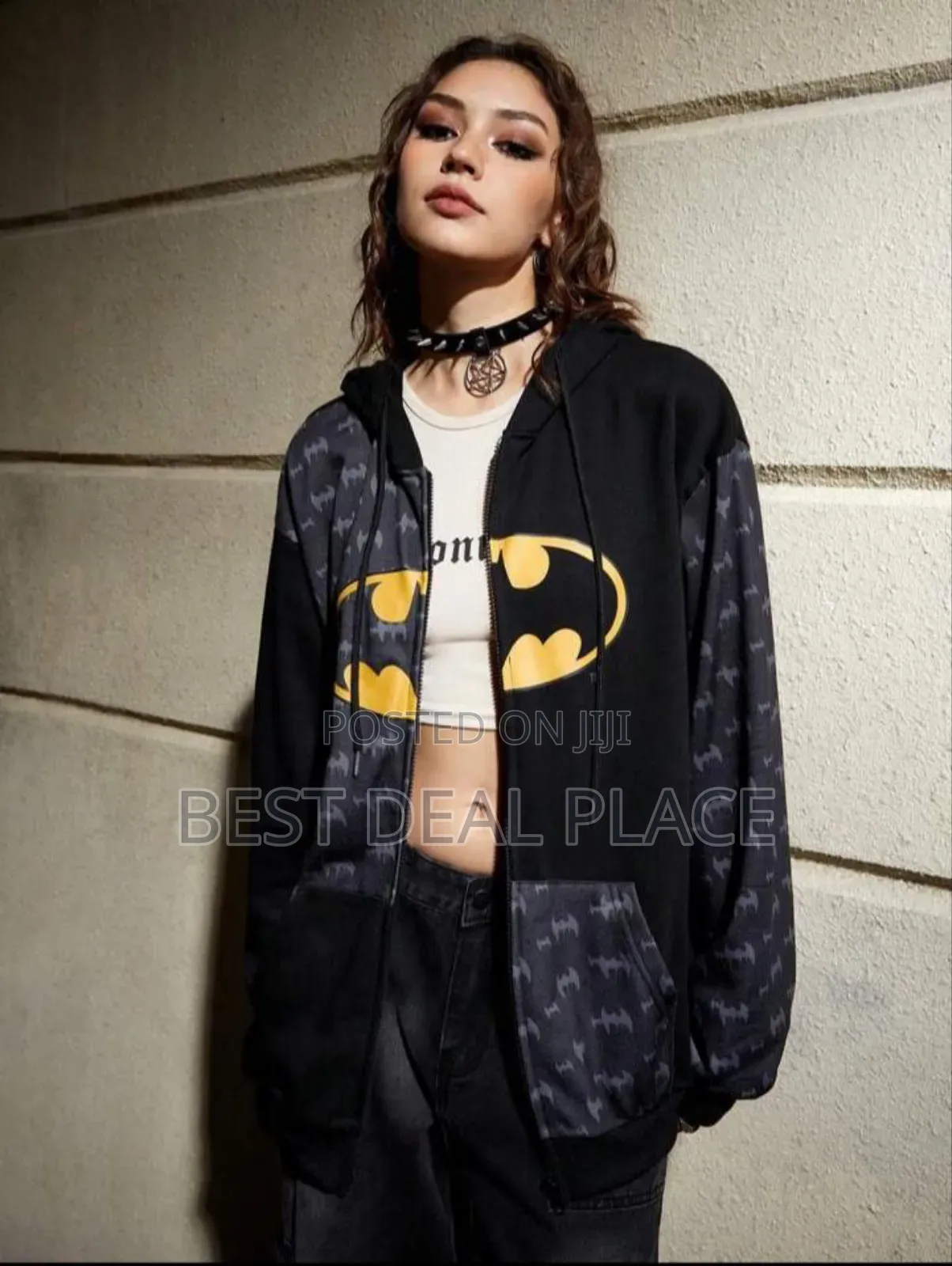 Batman Cartoon Graphic Zip Up Drawstring Hoodie Original From Uk