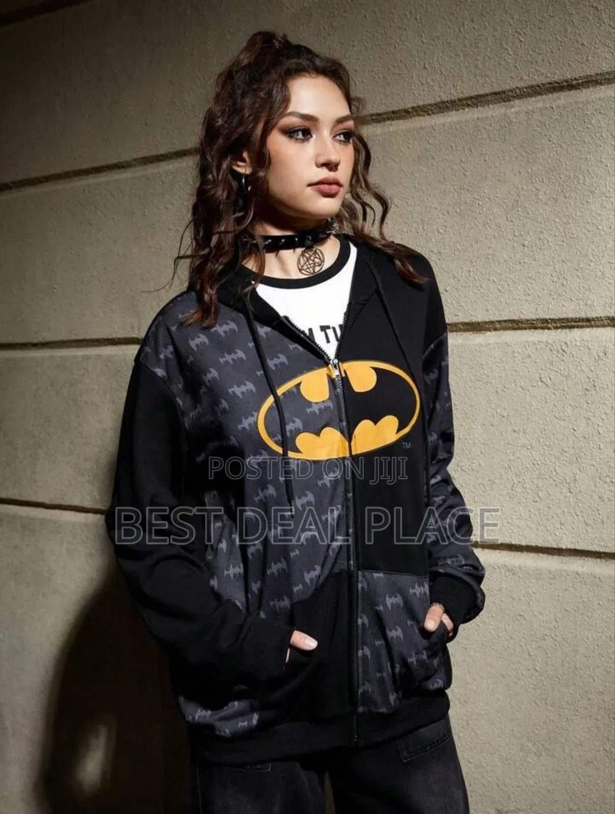 Batman Cartoon Graphic Zip Up Drawstring Hoodie Original From Uk