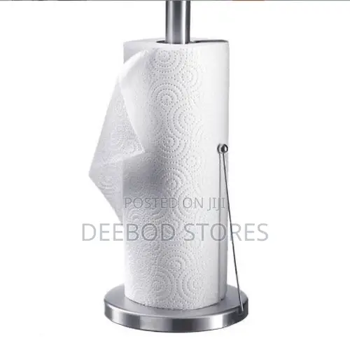 Stainless Steel Paper Towel Holder With a Weighted Base.