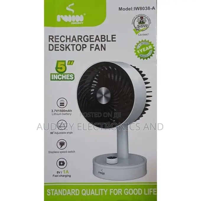 5 Inches Iwin Desktop Rechargeable Fan