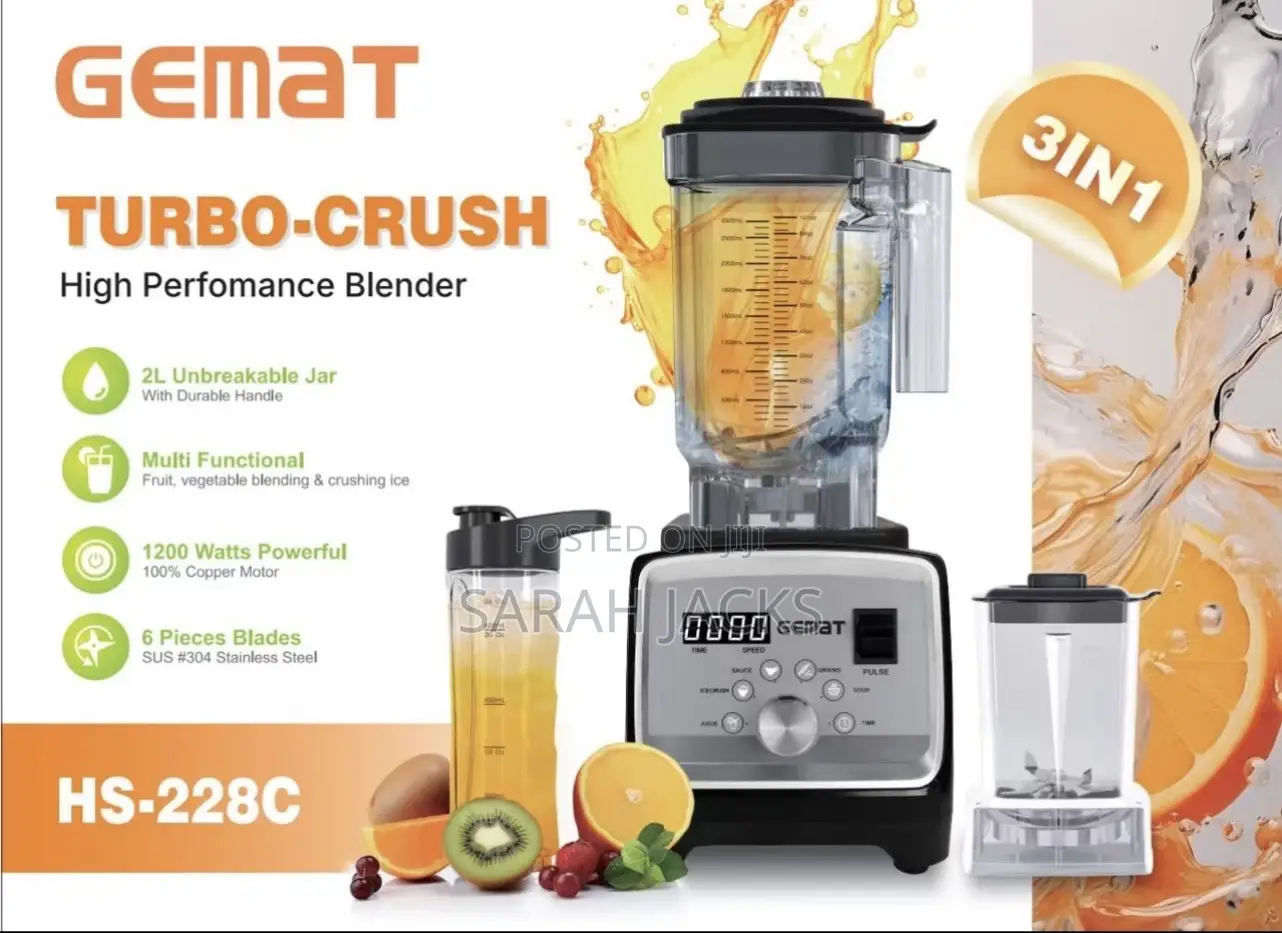 Gemat Turbo-Crush 3-in-1 Blender (Hs-228c)