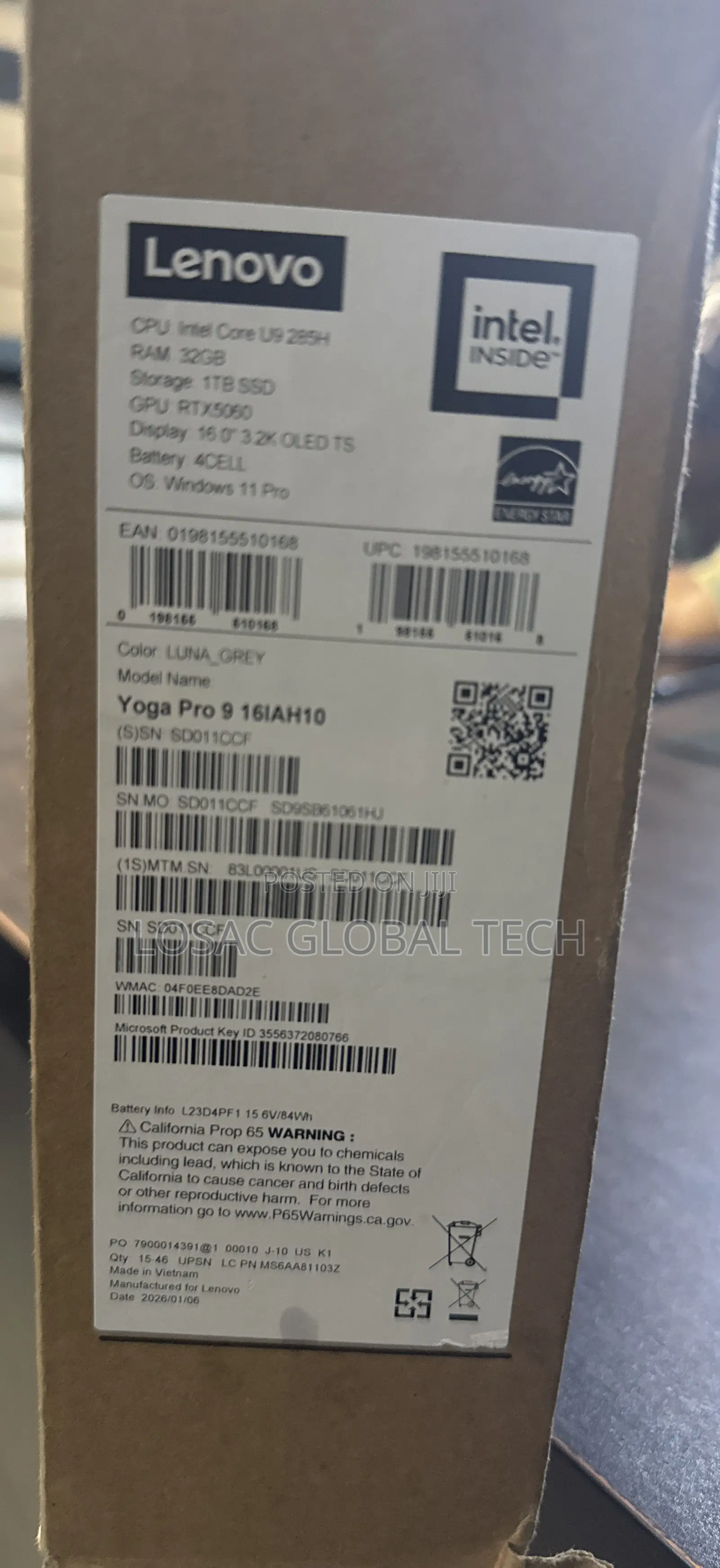 New Laptop Lenovo 32GB Intel Core Ultra 9 SSD 1T