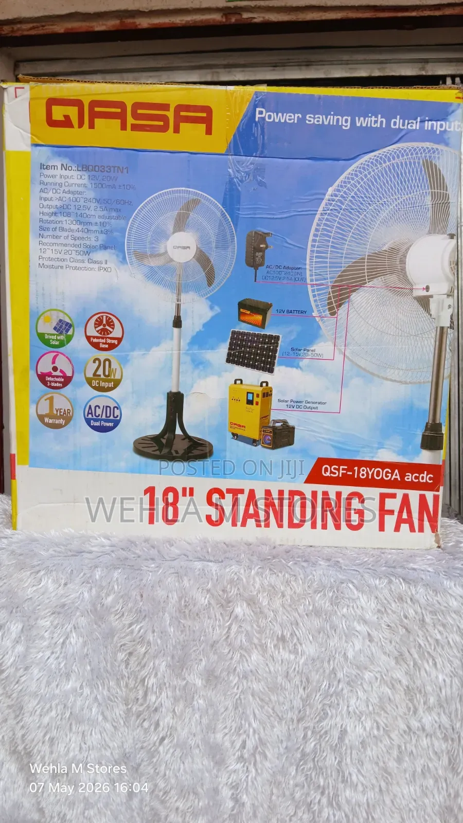 Qasa 18 Inches Standing Fan - QSF-18yoga Acdc