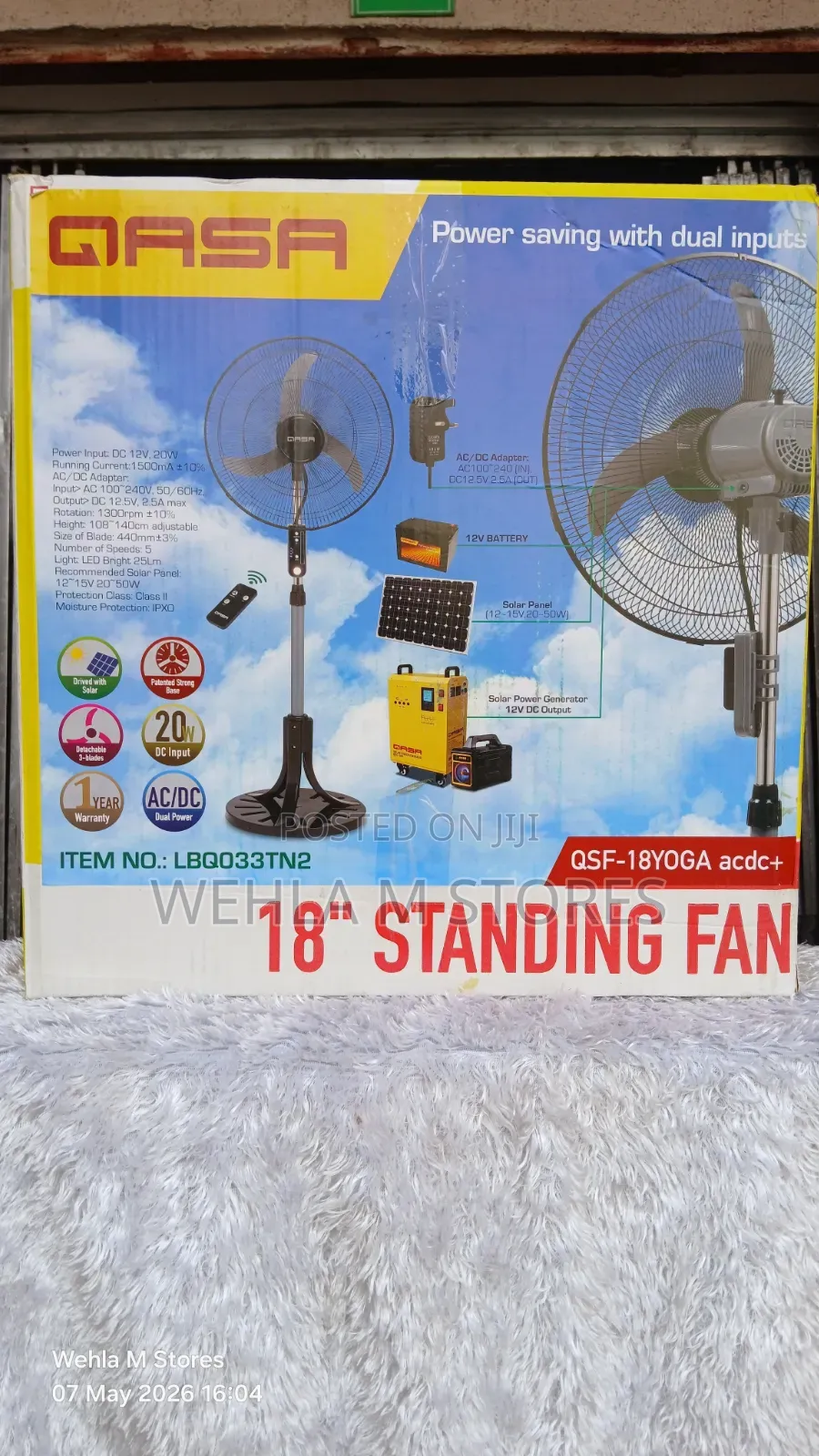 Qasa 18 Inches Standing Fan - QSF-18yoga Acdc