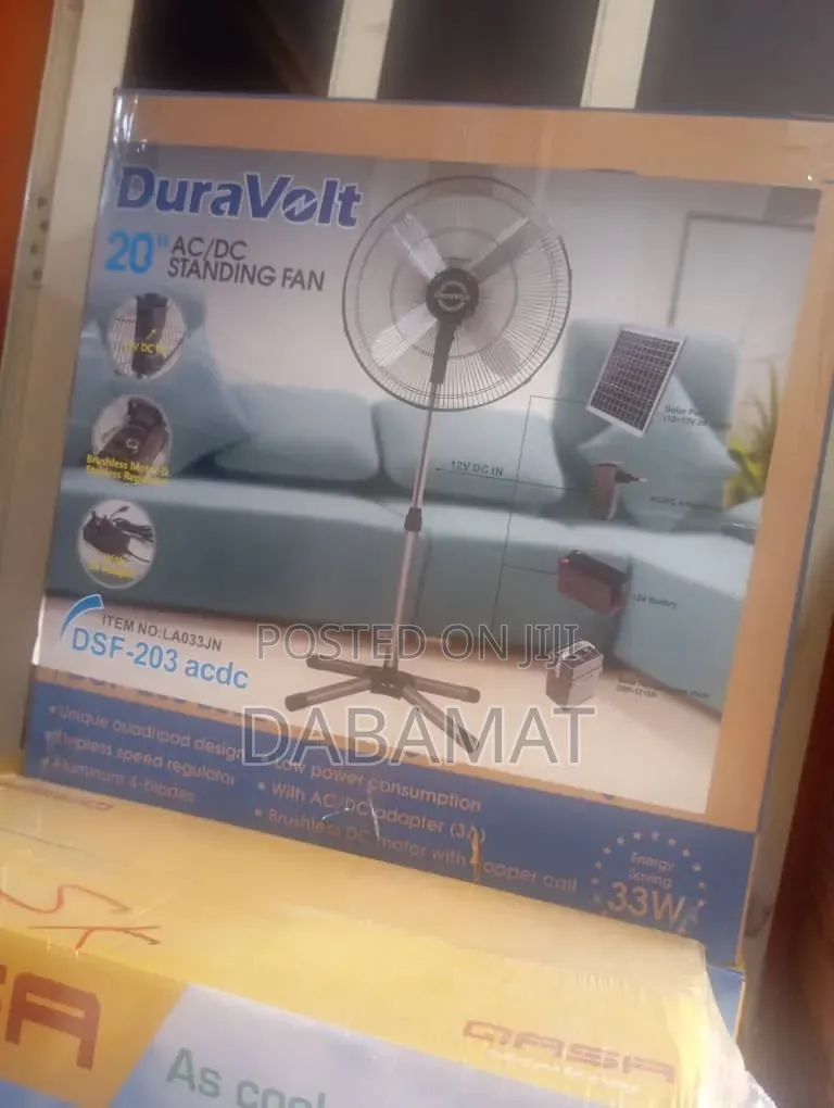 Duravolt 20 Inches Ac/Dc Solar Industrial Standing Fan