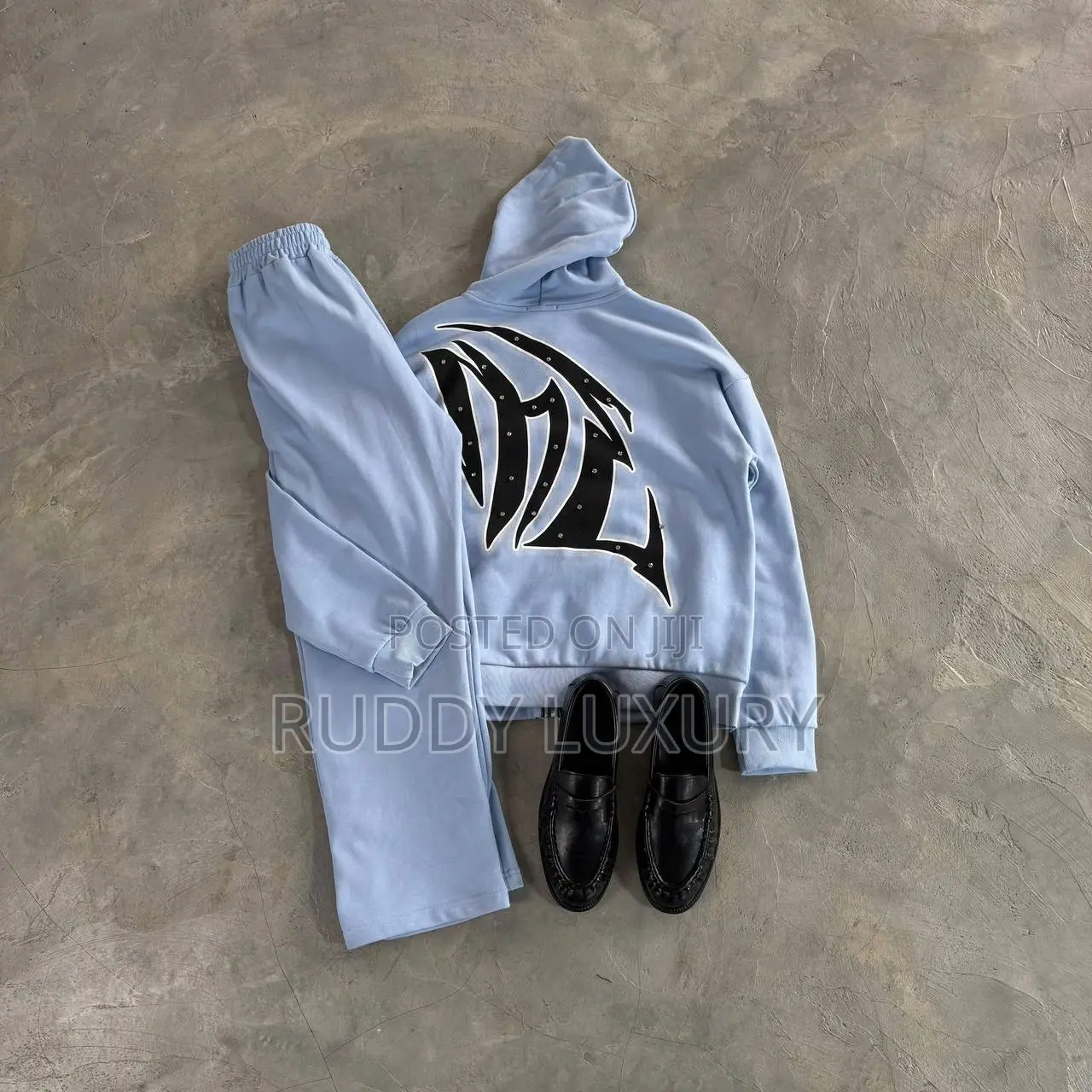 Mixed Emotion Blue “Graffiti” Rhinestone Hoodie and Jogger
