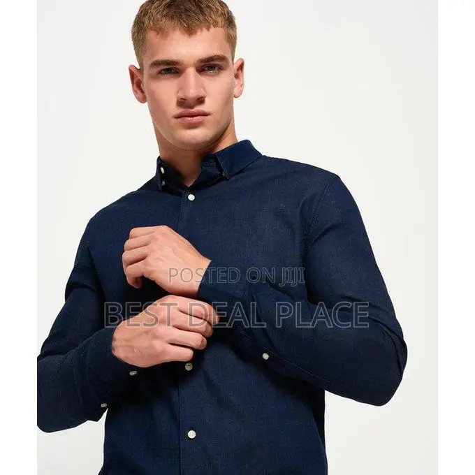 Superdry Long Sleeve Indigo Slim Fit Shirt (Original Uk Import)