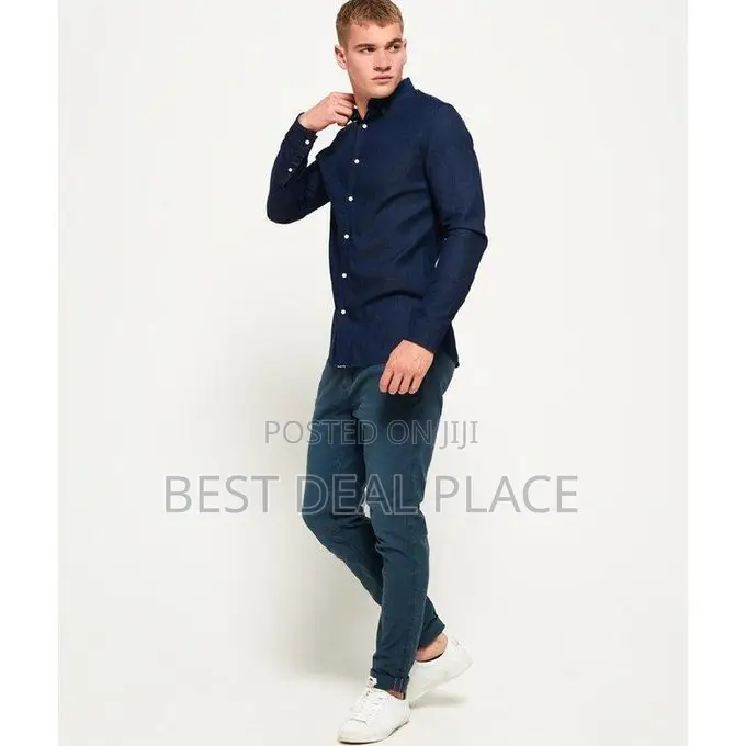 Superdry Long Sleeve Indigo Slim Fit Shirt (Original Uk Import)