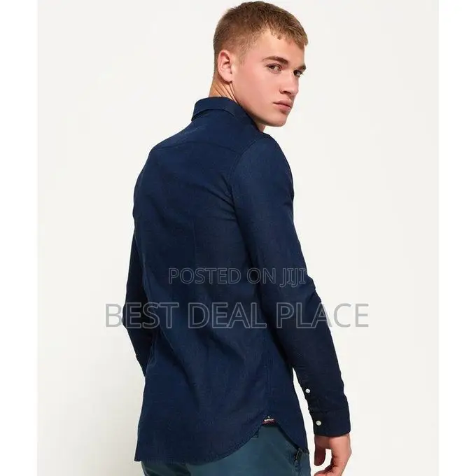 Superdry Long Sleeve Indigo Slim Fit Shirt (Original Uk Import)