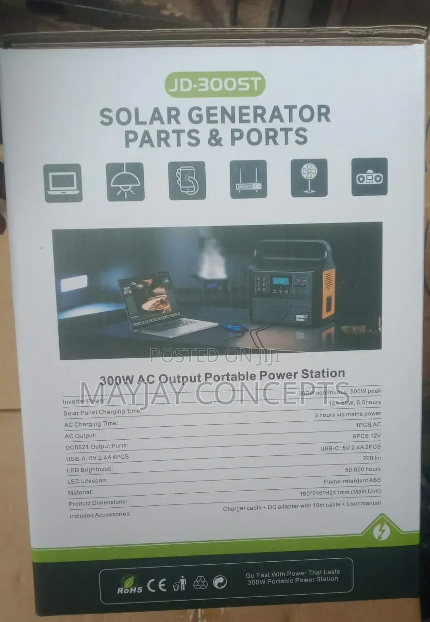 Jdjindian 300w Portable Solar Generator Power Station Backup|Tv|Laptop