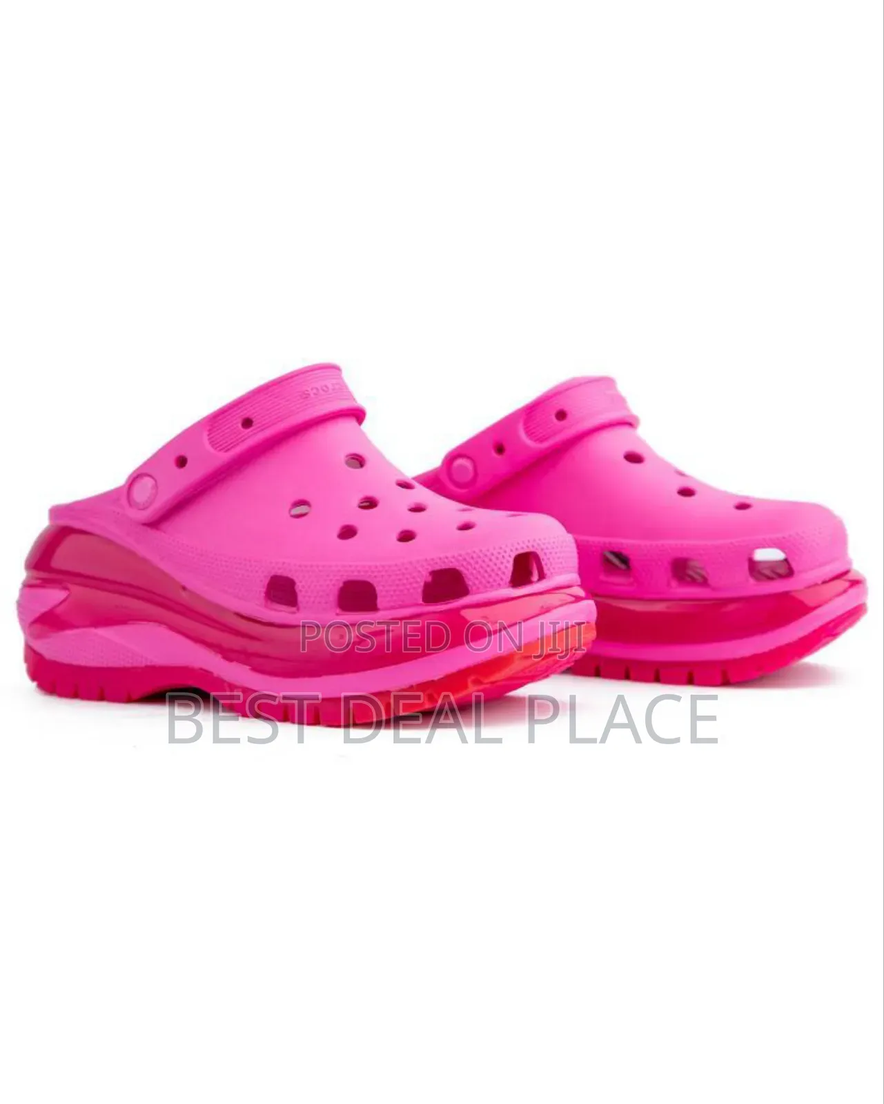 Women Pink Platform Crocs Chunky Comfortable Slip-on Original From Uk