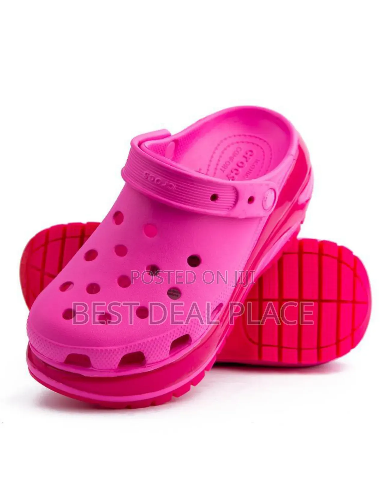 Women Pink Platform Crocs Chunky Comfortable Slip-on Original From Uk