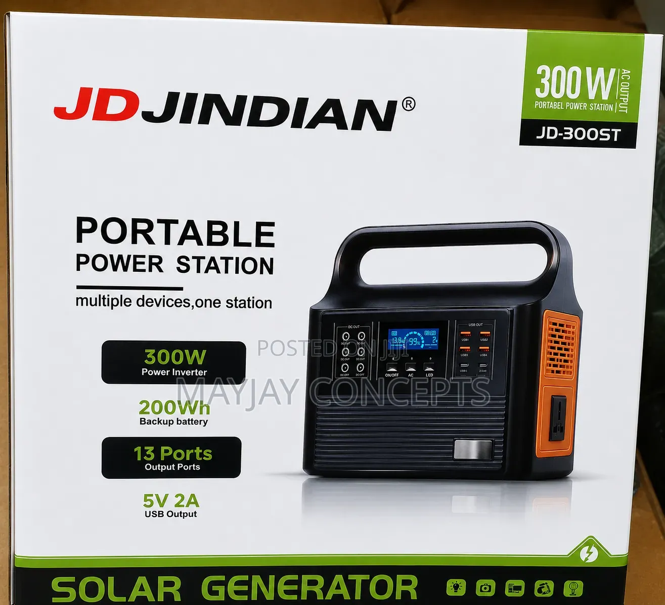 Jdjindian 300w Portable Solar Generator Power Station Backup|Tv|Laptop