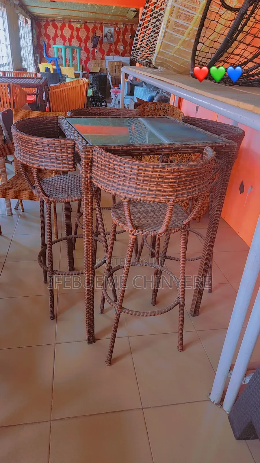 High Leg Rattan Bar Chair for Bar and Restaurant Use