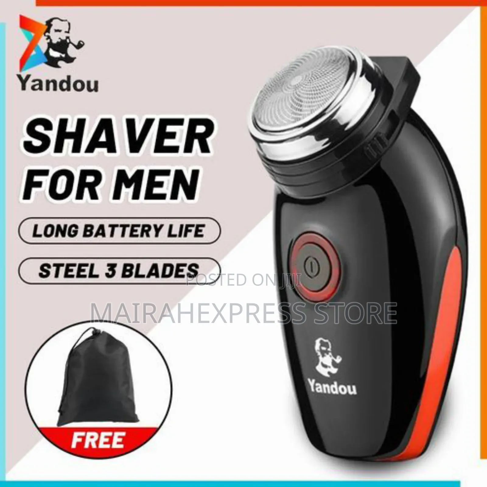 Rechargeable Shaver in Black With a Floating Head and Pop-Up Trimmer.