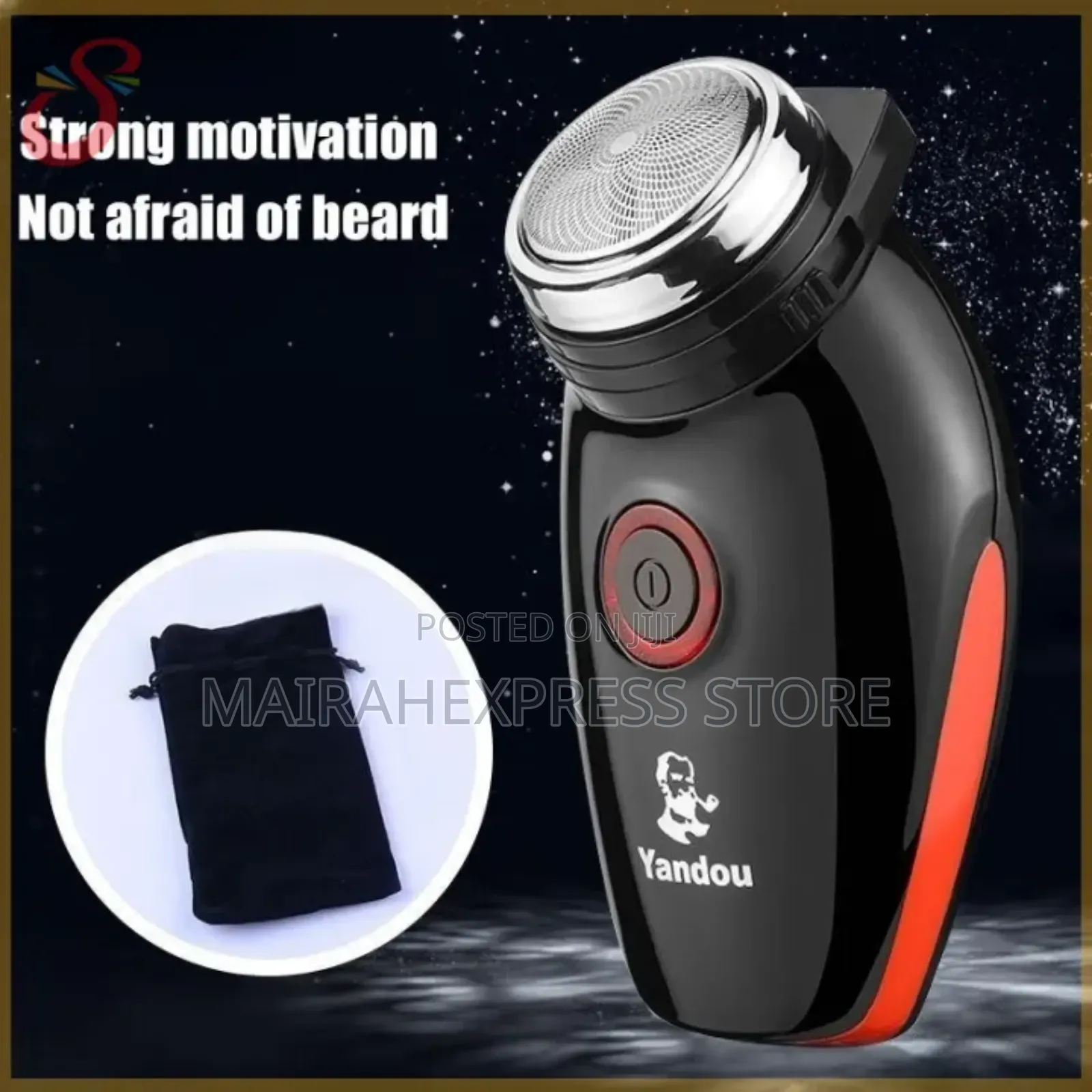 Rechargeable Shaver in Black With a Floating Head and Pop-Up Trimmer.