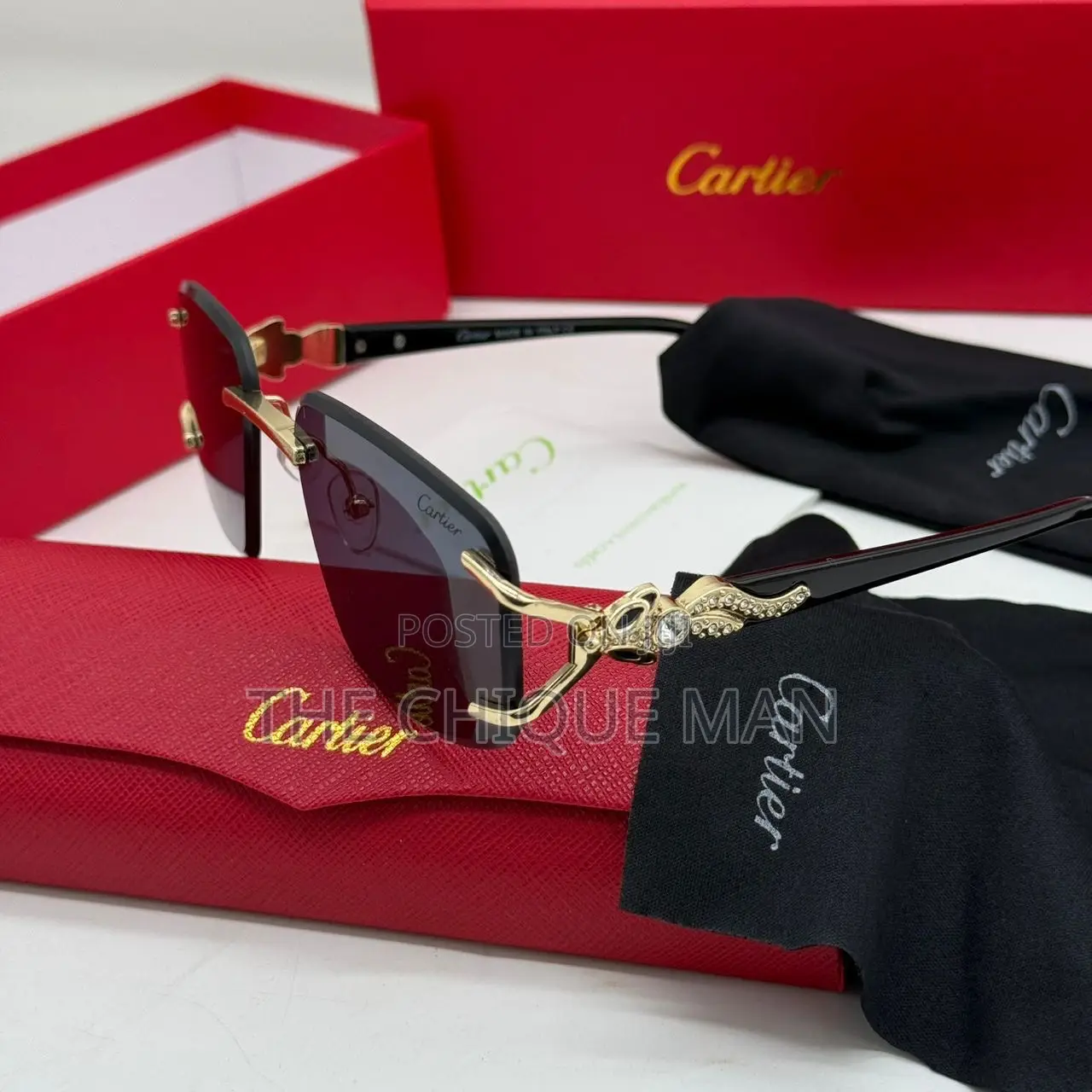 Luxury Cartier Rimless Designer Glasses