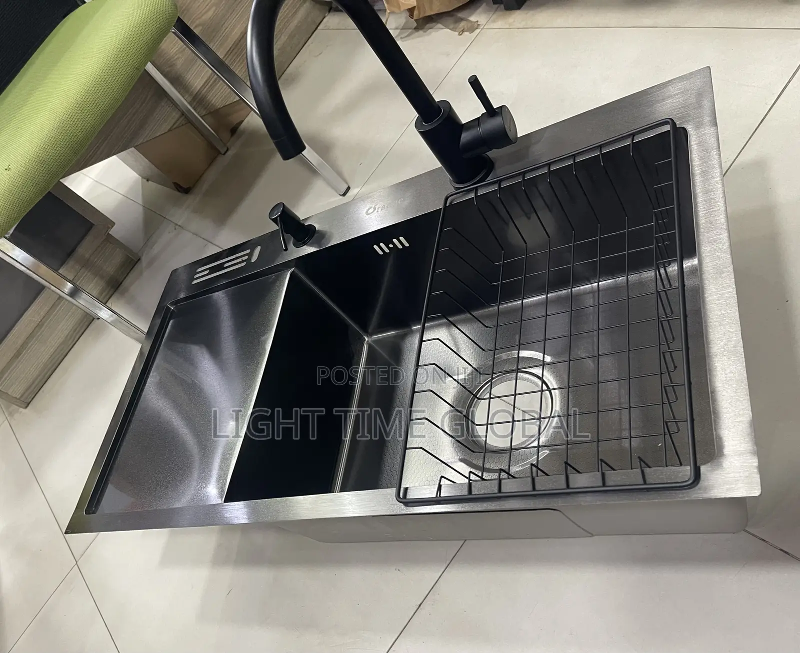 England Single Kitchen Sink Bowl and Tray Black Complete Set