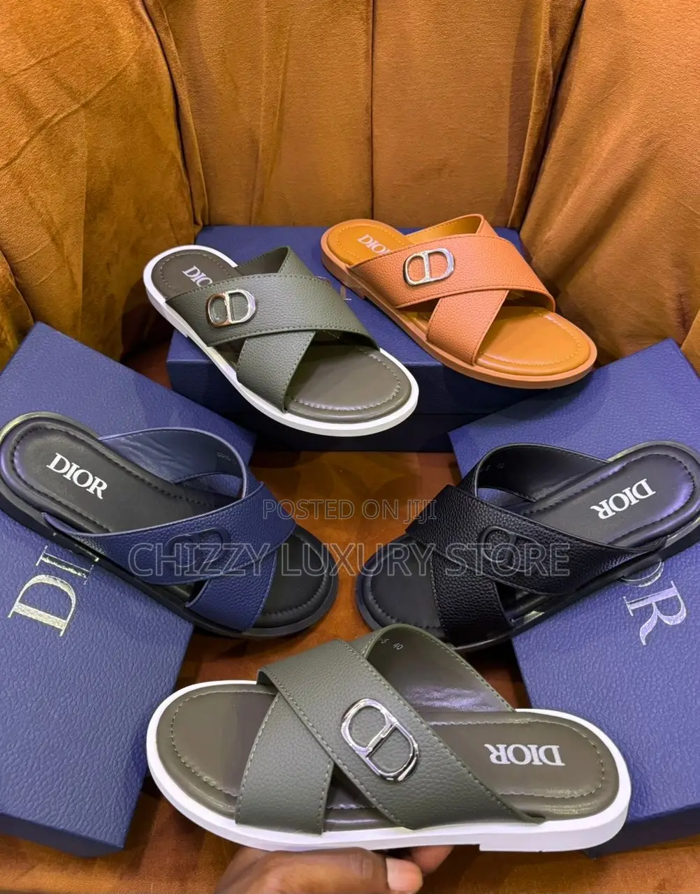 Dior Quality Luxury Men Genuine Leather Pams