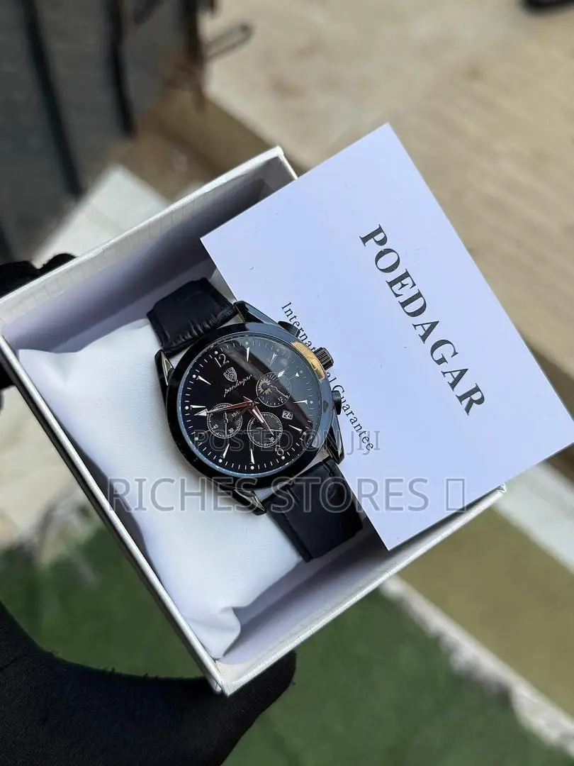 High Quality Round Face Poedagar Leather Watch