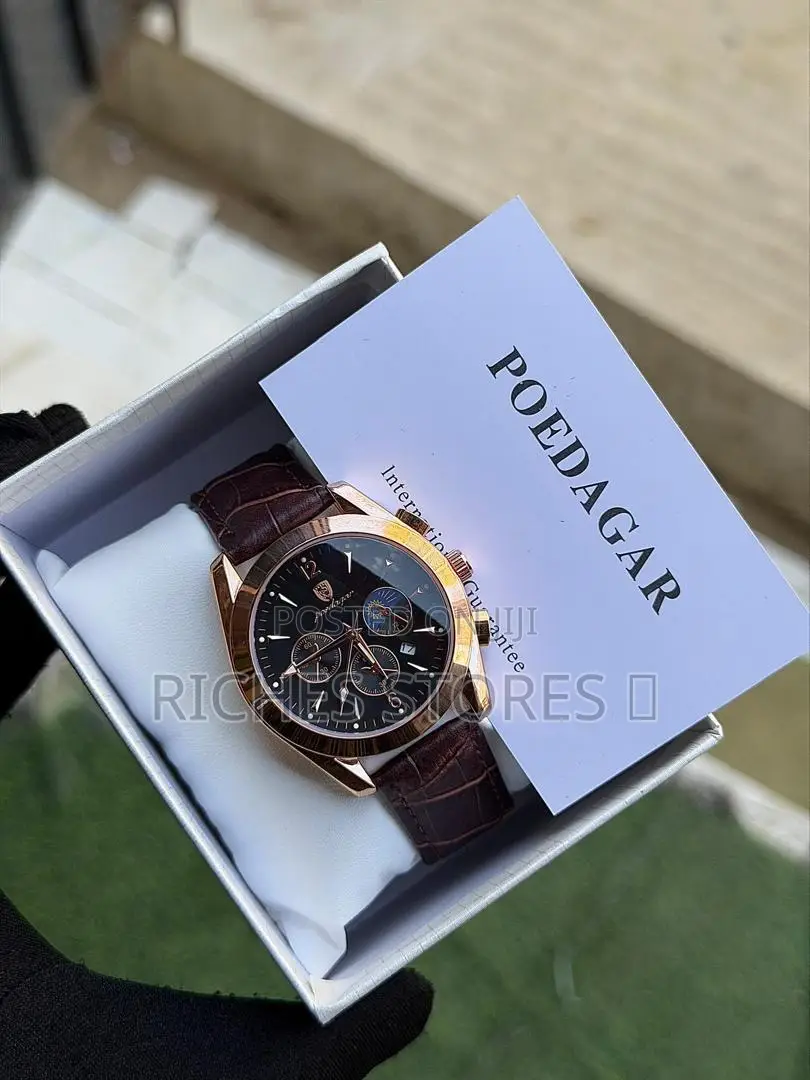 High Quality Round Face Poedagar Leather Watch