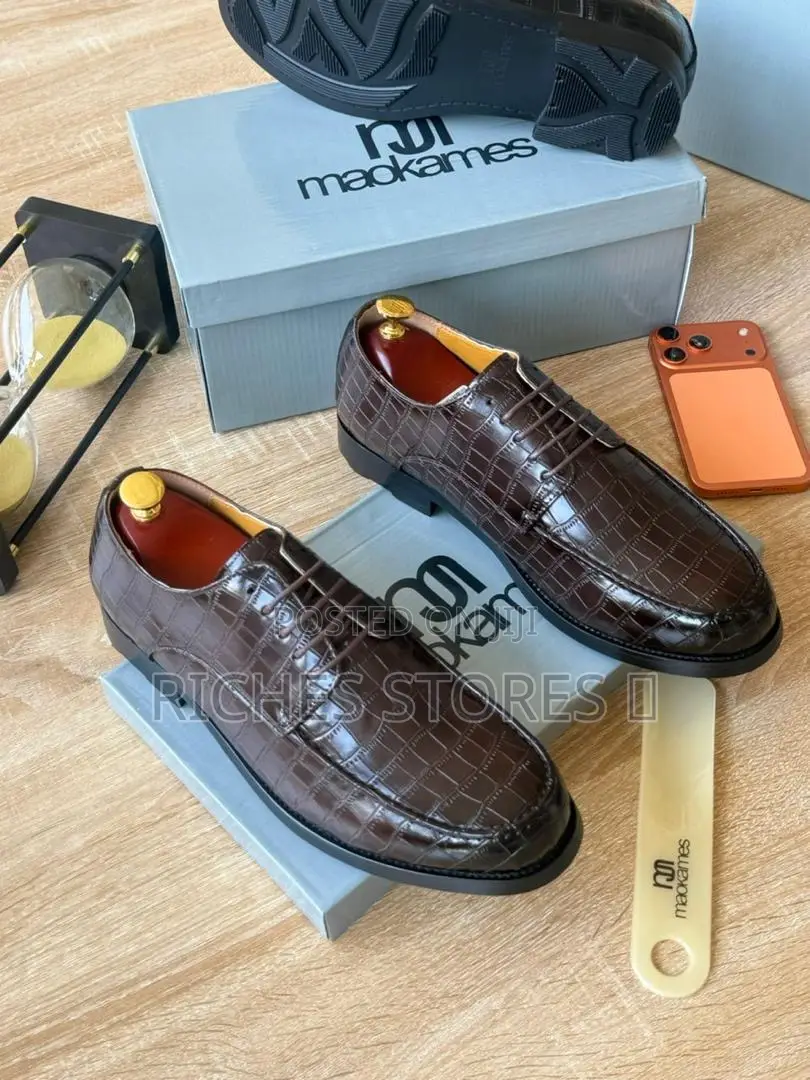 Maokames Crocodile-Textured Dress Shoes for Men