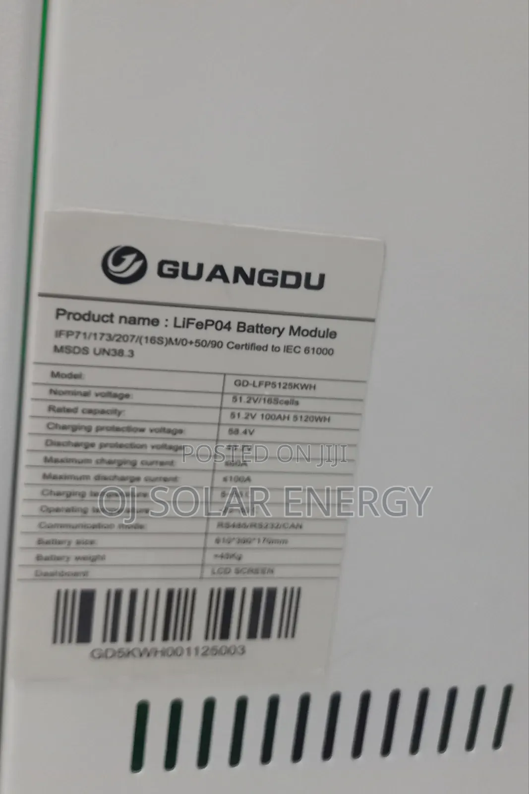 Guangdu 5kwh 48v Solar Lithium Battery