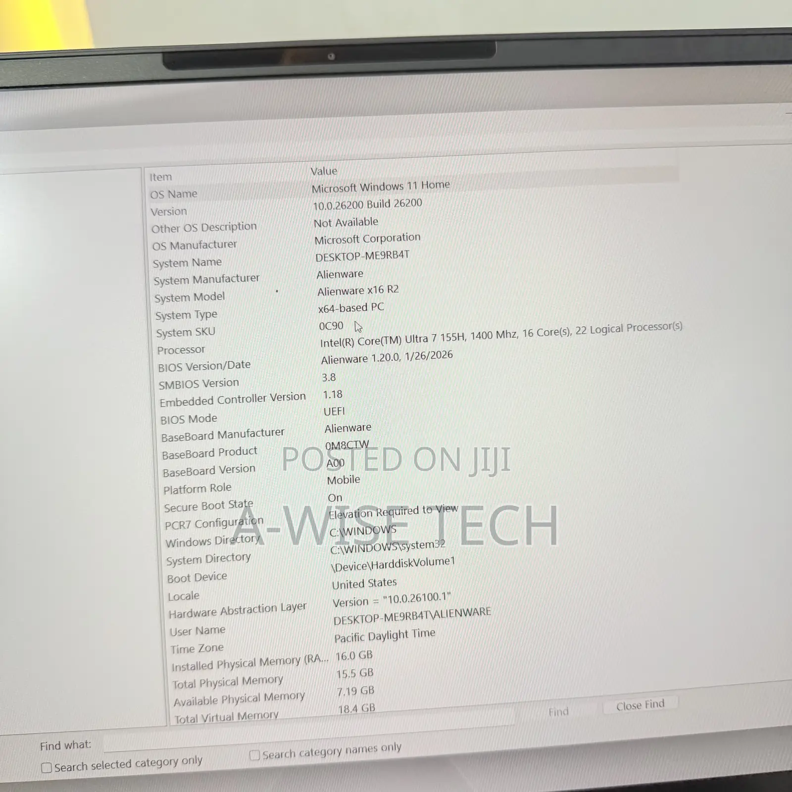 Laptop Alienware X16 R2 16GB Intel Core Ultra 7 SSD 1T
