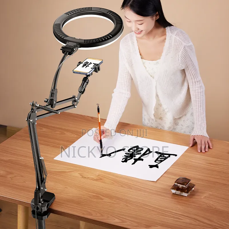Professional Led Ring Light With Adjustable Arm Phone Holder