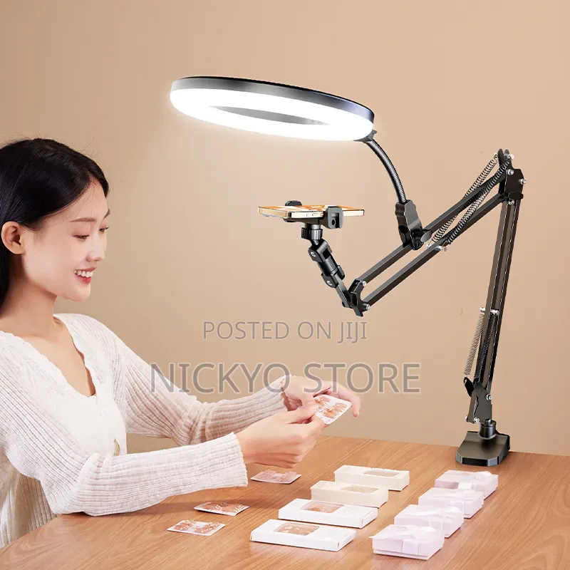 Professional Led Ring Light With Adjustable Arm Phone Holder