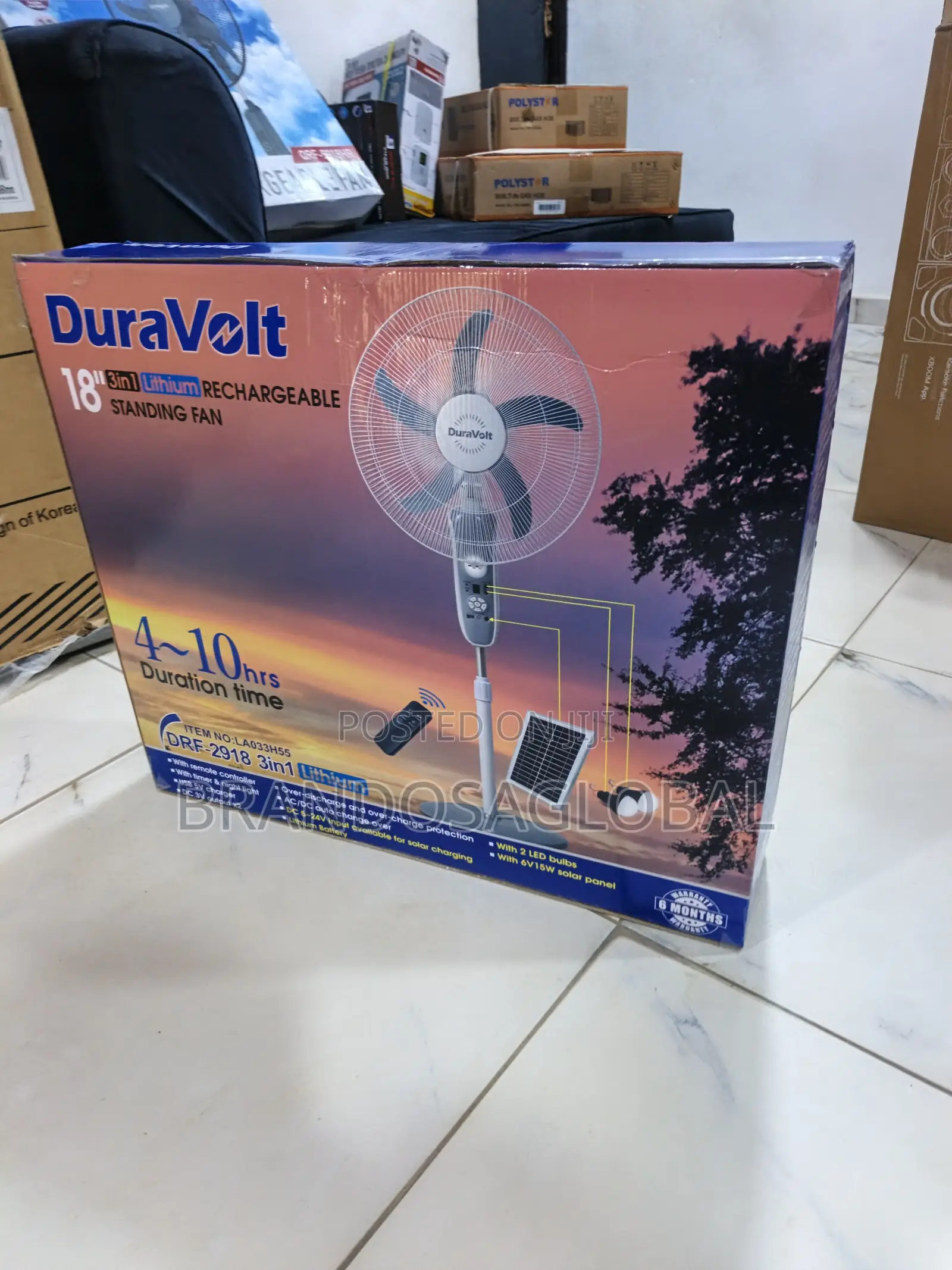 Duravolt 18inches3in1lithium Rechargeable Fan[Drf2918]Air Delivery Fan