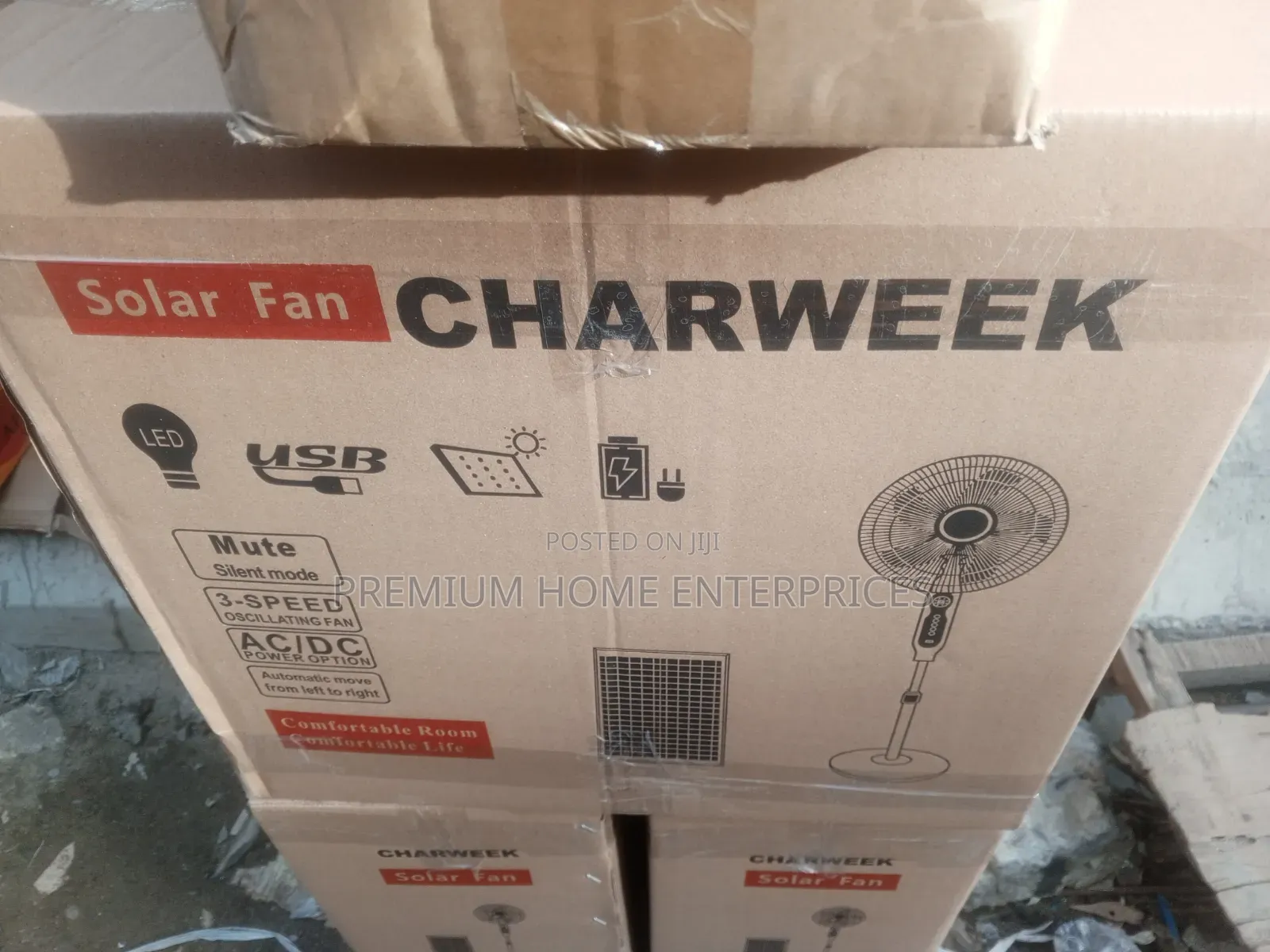Charweek Rechargeable Solar Fan 16 Inches
